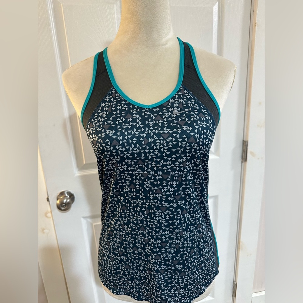 Nike Dri-FIT Black and Teal Patterned Tank